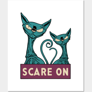 Halloween 'scare on' alien cat Posters and Art